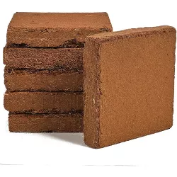 Farmlyn Creek 6 Pack Compressed Coco Coir Brick Square, 10 Liter Seed Starter Soil Block 7 x 7 x 1.2"