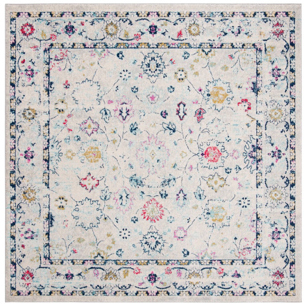 6'7inx6'7in Nicki Area Rug Light Gray/Fuchsia Square - Safavieh