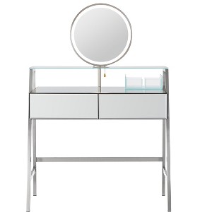 Dexmalle 33.9" Mirrored Makeup Vanity Desk with Mirror and Lights - 1 of 4