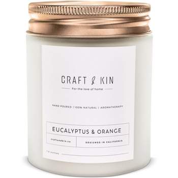 Craft & Kin Wood Wick, All-Natural Soy Aromatherapy Candle in Frosted Glass Jar 