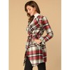 INSPIRE CHIC Women's Shawl Collar Belted Asymmetrical Hem Plaid Coat - 4 of 4