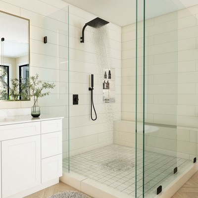 Matte Black Wall Mounted Rainfall Shower System with Handheld