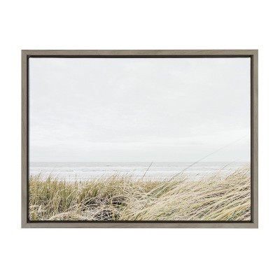 East Beach Coastal Canvas Print with Gray Frame