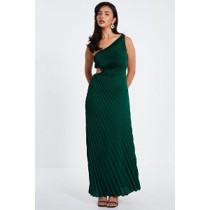 Quiz Women's Satin Pleated One Shoulder Maxi Dress - 1 of 4
