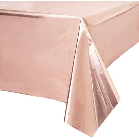 Rose Gold Plastic Tablecloth, Plastic Round Table Covers 108