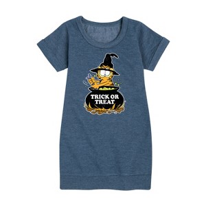 Girls' - Garfield - Trick Or Treat Graphic Short Sleeve Fleece Dress - 1 of 4