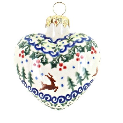 Blue Rose Polish Pottery Holiday Flower Flat Christmas Ornament : Target