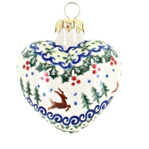 Blue Rose Polish Pottery 479 Vena Heart Ornament - 1 of 1