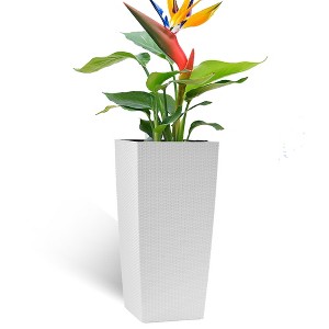 NAYSAYE Planter Large Flower Pots with Self Watering System Drainage Holes for Indoor Outdoor Garden, White, 15.35"*15.35"*30.12" - 1 of 4