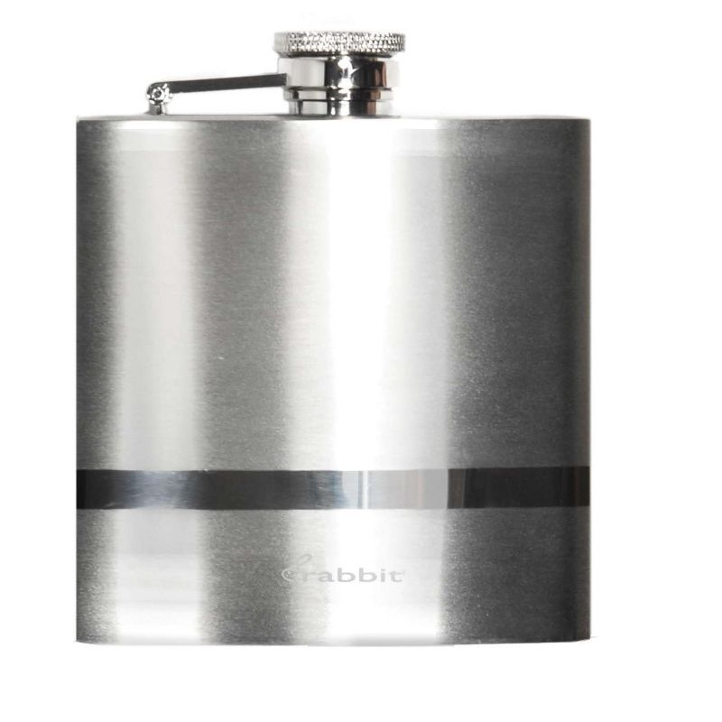 Rabbit Polished Stainless Steel Pocket Flask, 6 Ounce Capacity, 1 of 5