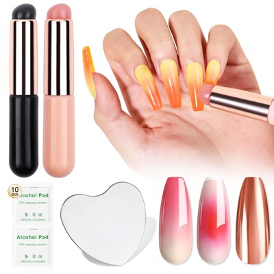 SAVILAND Pro Gradient Duo Brush Set - 2 Metallic Silicone Applicators for Ombre & Aura Nails.