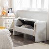 Velvet Fabric Storage Bench Bedroom Bench With Gold Metal Trim Strip For Living Room Bedroom Indoor,Light Gray - 3 of 4