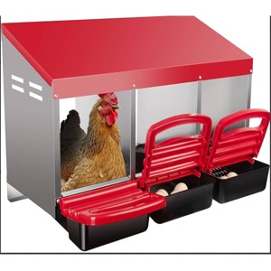 Compartment Chicken Nesting Boxes, Metal Roll Away Nest Box with Lid Cover for Chicken Coop, Egg Protection, Easy Egg Collection for Laying Hens - 1 of 4