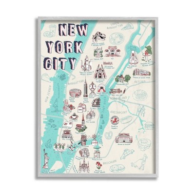 Stupell Industries New York City Landmark Map Local Tourist Attractions