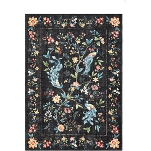 Washable Runner Rug – Floral Peacock Design, Non-Slip, Stain-Resistant Mat for Bedroom, Kitchen, Bathroom - 1 of 4