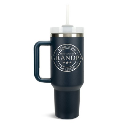 Elanze Designs World's Greatest Grandpa Myth Legend 40 oz. Stainless Steel, Large Water Bottle Coffee Mug, Spill & Leak Resistant, Thermal Travel
