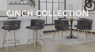 Cinch 30" Gold Metal and White Velvet Swivel Barstools, Set of 2