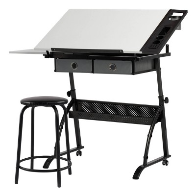 Core Craft Table with Adjustable Top and Metal Storage