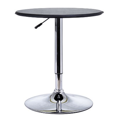 HOMCOM 25" Classic Round Adjustable Faux Leather Chrome Standing Bistro Table