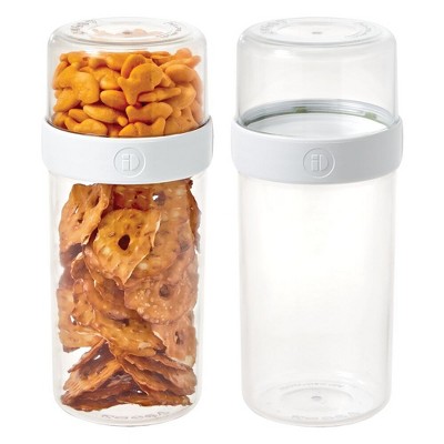 iDesign Large Stack 'n Snack Food Containers - Set of 2 - Clear/White