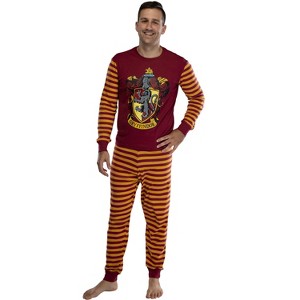 Harry Potter Hogwart's House Crest Tight Fit Adult Cotton Pajama Set - 1 of 4