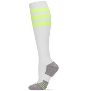 Memoi Women's Retro Stripe Performance Knee High Cotton Blend Moderate Compression Socks White-Neon Yellow 9-11 - 1 of 3