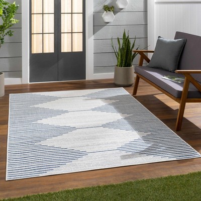 Stephan Blue and Cream Polypropylene Area Rug 2' x 2'11"