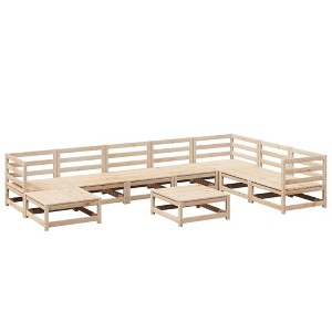 vidaXL 9 Piece Patio Sofa Set - Solid Pine Wood Outdoor Modular Furniture for Garden, Backyard, Terrace, Patio - Modern Style, Durable, Natural Brown - 1 of 4