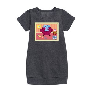 - Blue's Clues & You! - Blue Polaroid Graphic Short Sleeve Fleece Dress - 1 of 3
