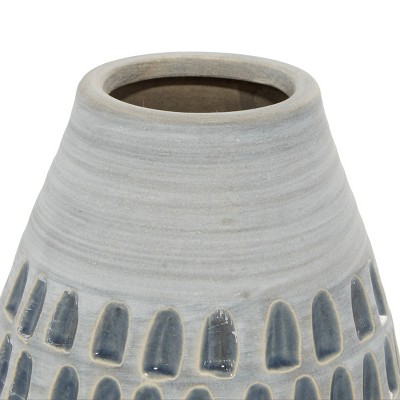 Gray Ceramic Patterned Urn-Shaped Table Vase Set