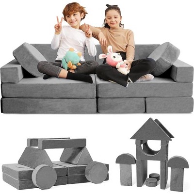 Contour Comfort Kids Couch 14 PC Modular Kids Play Couch Set Convertible Kids Sofa Couch with Soft Foam Sofa Cushions Kids Fort Couch Kid Couch