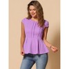 INSPIRE CHIC Women's Elegant Round Neck Cap Sleeve Solid Color Peplum Blouses - 2 of 4