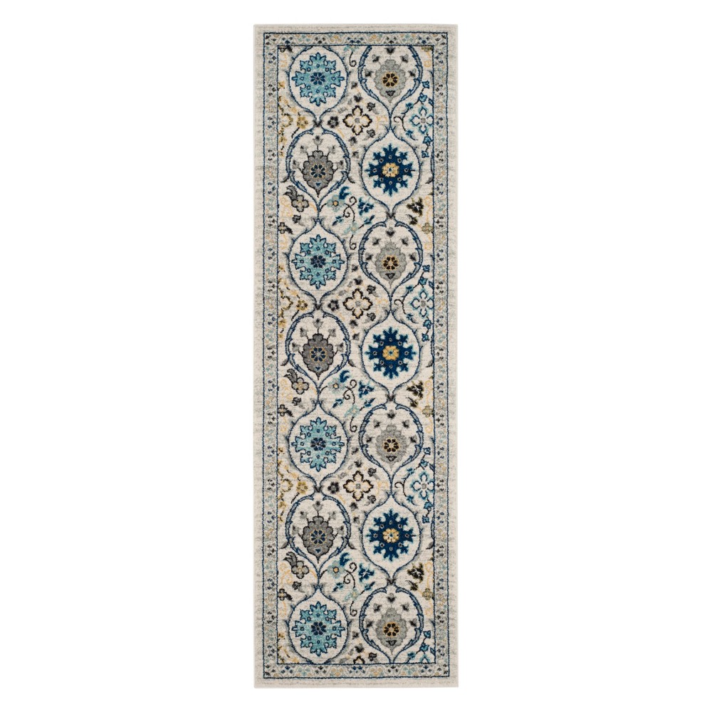 2'2inx7' Runner Floral Loomed Ivory/Blue - Safavieh