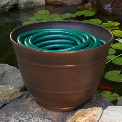 Bronze High-Density Resin Garden Hose Holder Pot