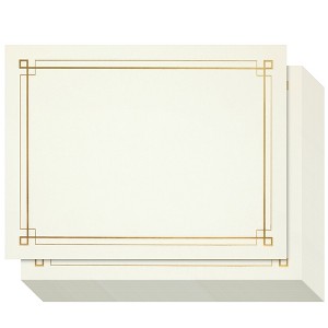 Sustainable Greetings 48 Pack Gold Foiled Blank Certificate Sheets, 2024 Graduation Diploma Award Papers for Printer, Ivory, 8.5 x 11 in - 1 of 4