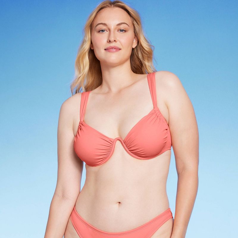 Women's Shirred Cup Continuous Underwire Bikini Top - Shade & Shore™ Pink, 5 of 7