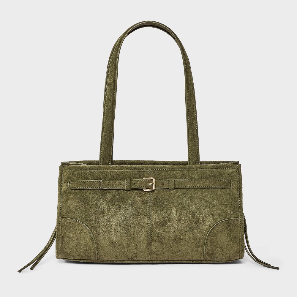 Faux Suede Belted Satchel Bag - Universal Thread™ Green