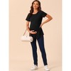 cheibear Women's Casual Round Neck Short Sleeve Maternity Loungewear T-Shirt - 3 of 4