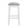 Williston Counter Height Barstool White - Alaterre Furniture: Rubberwood, Nailhead Trim, Polyester Upholstered Saddle Seat - 4 of 4