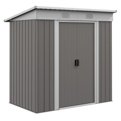 Outsunny Metal Garden Shed, Backyard Tool Storage Shed with Dual Locking Doors, 2 Air Vents and Steel Frame