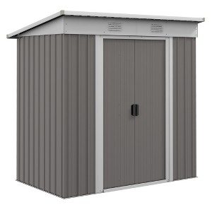 Outsunny Metal Garden Shed, Backyard Tool Storage Shed with Dual Locking Doors, 2 Air Vents and Steel Frame - 1 of 4