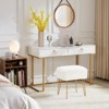 Lirago,White Velvet Vanity Stool with Storage Ottoman Footrest for Bedroom & Living Room - 2 of 4