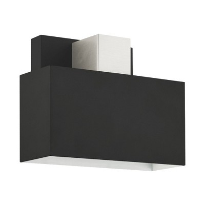Sleek Lynx Black Outdoor ADA Wall Sconce with Brushed Nickel Accent