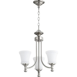 Quorum Lighting Rossington 3-Light Chandelier, Satin Nickel, 18 Width, 19 Height, Clear/Seeded Glass - 1 of 1