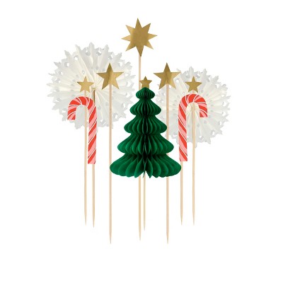 Meri Meri Christmas Honeycomb Cake Topper Set (Pack of 10)