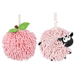 REGALWOVEN 2 Pcs Cute Comfortable Soft Absorbent Chenille Ball Fuzzy Hand Towel - 1 of 4