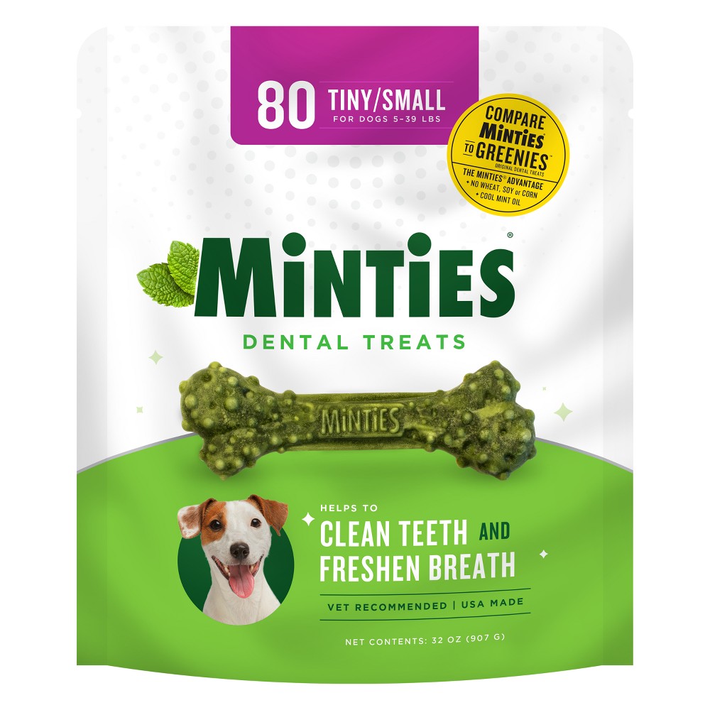 Photos - Dog Food VetIQ Minties - Dental Peppermint Flavor Dog Treat - Tiny/Small - 32oz
