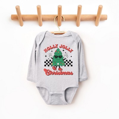 The Juniper Shop Holly Jolly Christmas Tree Baby Long Sleeve Bodysuit