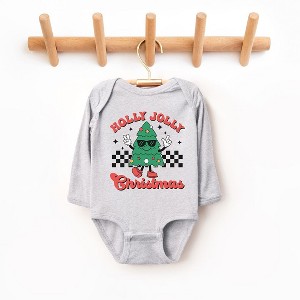 The Juniper Shop Holly Jolly Christmas Tree Baby Long Sleeve Bodysuit - 1 of 3