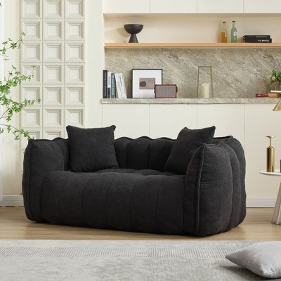 NicBex 64 Inch Loveseat,Modern Chenille Loveseat Beanbag Chair with 2 Pillows,Soft 2-Seater Couch for Living Room,Bedroom,Lounge